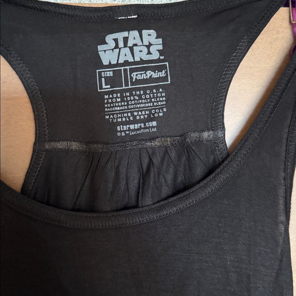 Star Wars Black Racerback Tank with Silver Logo - Picture 2 of 3
